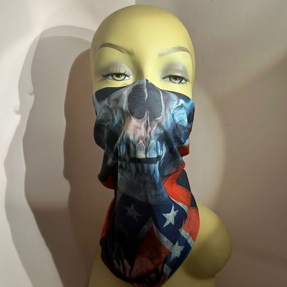 Face Shield Mask Gator Head Wrap Skull Flag Rebel Biker - Picture 1 of 9
